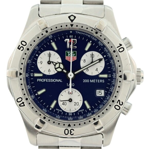 Tag Heuer Men's 39mm Professional 2000 Series Chrono Blue Dial Watch- CK1112! - Picture 1 of 10